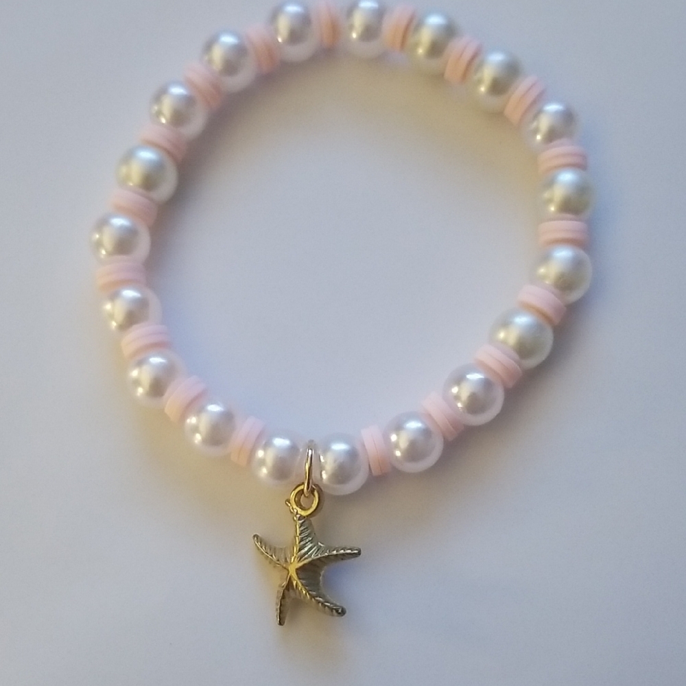 Kids Pearl Bracelet with Starfish Charm